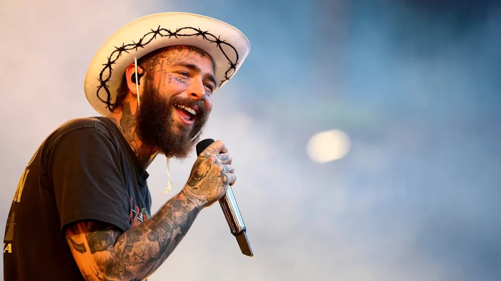 Post Malone performing live during his F-1 Trillion Tour